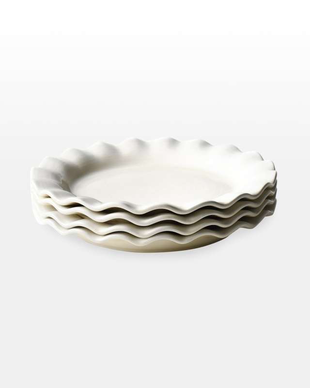 Signature White Ruffle Dinner Plates, Set Of 4